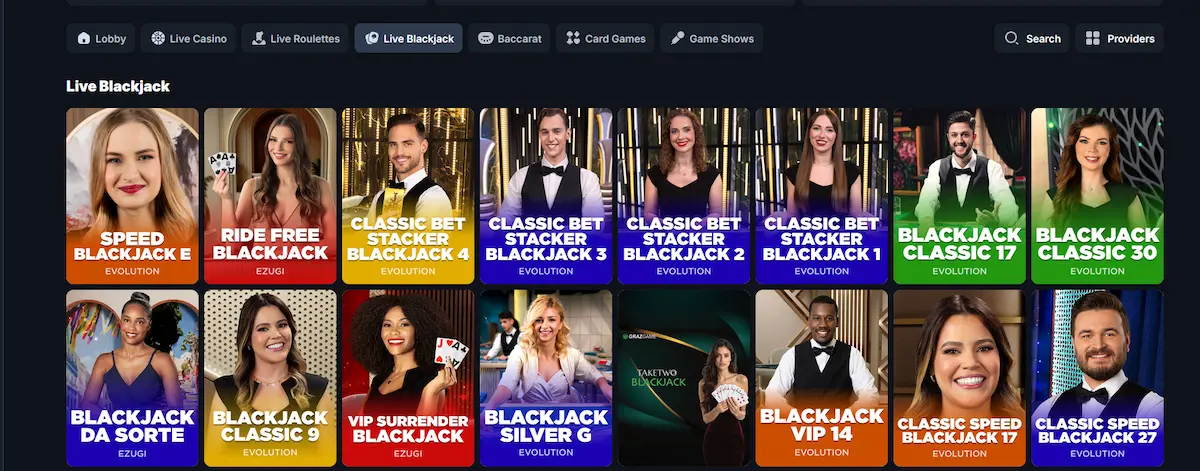 Živé blackjackové stoly Wettson Casino s krupiéry od Evolution Gaming